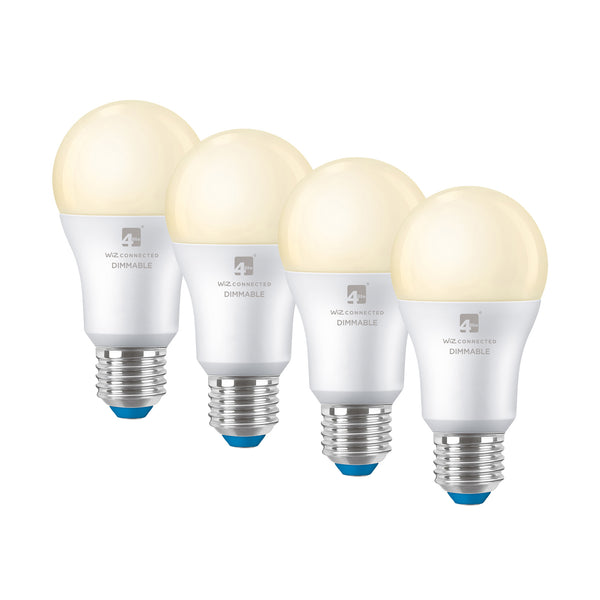 4lite WiZ Connected A60 Warm White WiFi LED Smart Bulb - E27 Large Screw, Pack of 4