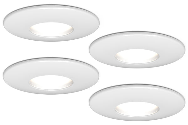 4lite IP20 GU10 Fire-Rated Downlight - Matte White, Pack of 4