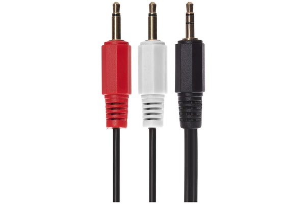 Maplin 3.5mm Aux Stereo 3 Pole TRS Jack Plug to Twin 3.5mm 2 Pole Jack Plug Cable 2m Black