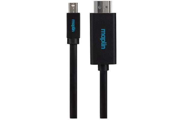 Maplin Mini DisplayPort to HDMI Cable 4K@30Hz Ultra HD3m Black