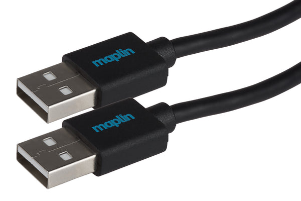 Maplin USB-A 2.0 to USB-A 2.0 Cable - Black, 1.5m