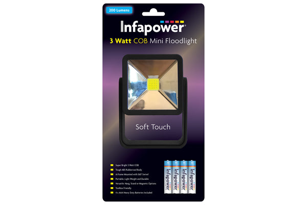 InfaPower 3 Watt COB Mini Floodlight with 4x AAA Batteries