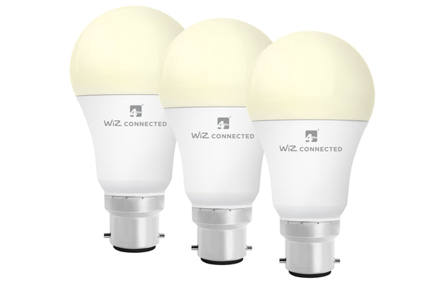 4lite WiZ Connected A60 White WiFi LED Smart Bulb - B22 Bayonet Cap, Pack of 3