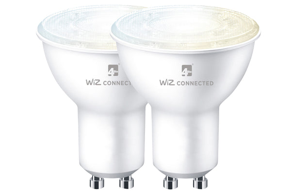 4lite WiZ Connected Dimmable White WiFi LED Smart Bulb - GU10, Pack of 2