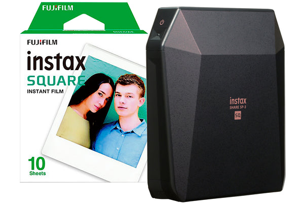 Fujifilm Instax SP-3 Share Square Wireless Photo Printer with 20 Shot Pack - Black
