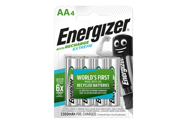 Energizer AA 2300mAh Recharge Extreme Rechargable NiMH Batteries - Pack of 4