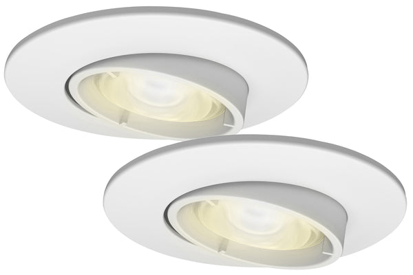 4lite WiZ Connected Fire-Rated IP20 GU10 Smart Adjustable LED Downlight - Matte White, Pack of 2