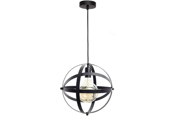 4lite Decorative Globe Cage Lighting Pendant for E27 Large Screw Fit Lamp (Bulb Not Included) - Matte Black