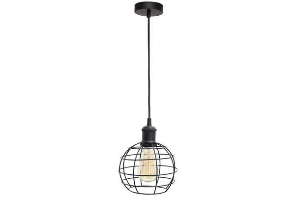 4lite WiZ Connected Decorative Bird Cage Lighting Pendant with ST64 Amber Coated Filament LED Smart Bulb - Black