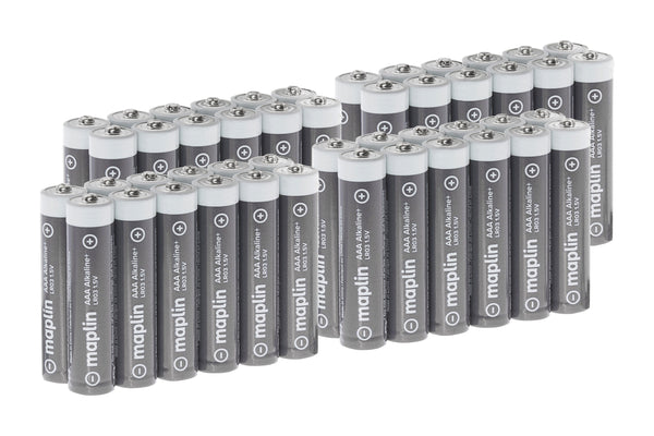Maplin 48x AAA LR03 1.5V Alkaline Batteries 7 Year Shelf Life High Performance