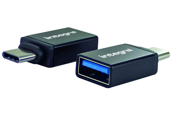 Maplin USB-C to USB-A 3.1 Gen 1 Female Adapter Twin Pack - Black, 14cm