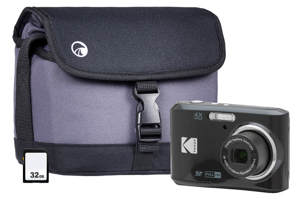 Kodak PIXPRO FZ55 16MP 5x Zoom Compact Camera with Shoulder Bag & 32GB SD Card - Black