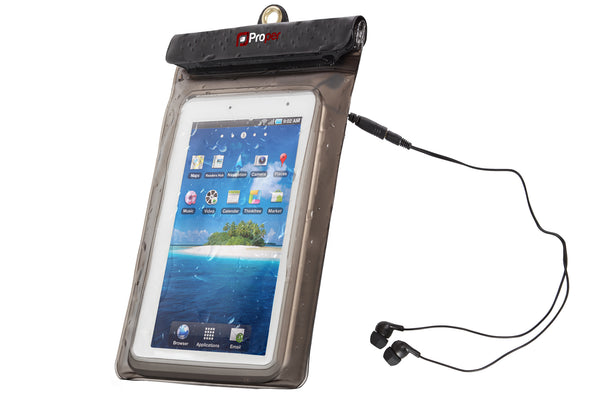 ProperAV Waterproof Case & Waterproof Earphones for Kindle Tablet & Plus Size Phones