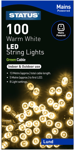 Status Lund 100 LED String Lights - Warm White, 13m